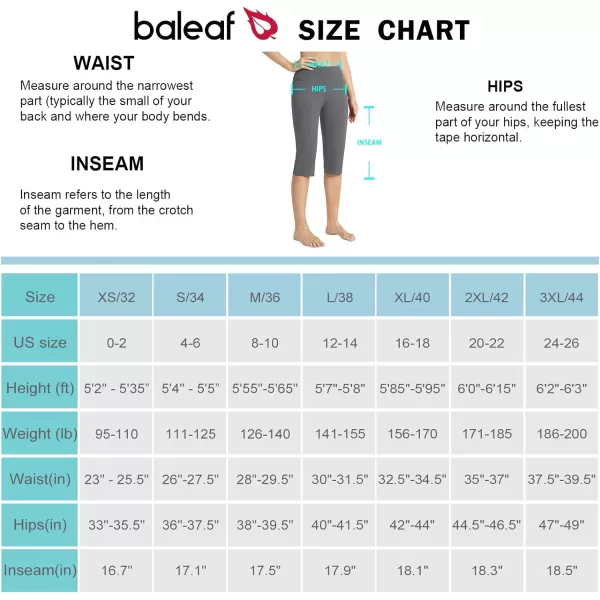 BALEAF Womens Capris with Pockets Knee Length Capri Leggings High Waisted Stretch for Casual Summer Yoga Workout Exercise17 Inseam Grey