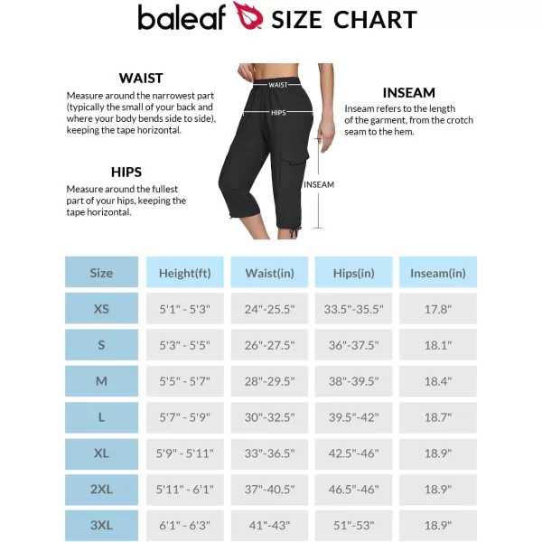 BALEAF Womens Cargo Capri Pants Quick Dry Lightweight Elastic Waist UPF 50 Sun Protection for Outdoor Hiking TravelBlack