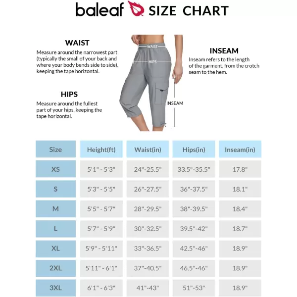 BALEAF Womens Cargo Capri Pants Quick Dry Lightweight Elastic Waist UPF 50 Sun Protection for Outdoor Hiking TravelFrost Gray