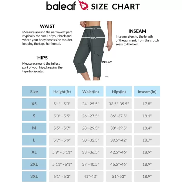 BALEAF Womens Cargo Capri Pants Quick Dry Lightweight Elastic Waist UPF 50 Sun Protection for Outdoor Hiking TravelGray