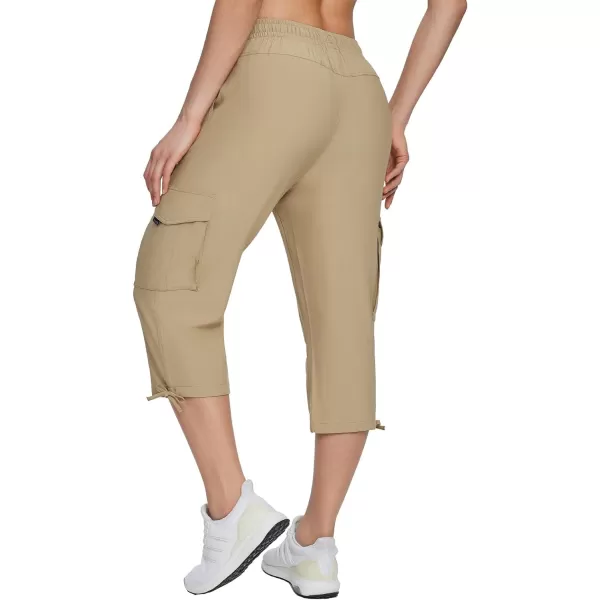 BALEAF Womens Cargo Capri Pants Quick Dry Lightweight Elastic Waist UPF 50 Sun Protection for Outdoor Hiking TravelShroom Taupe