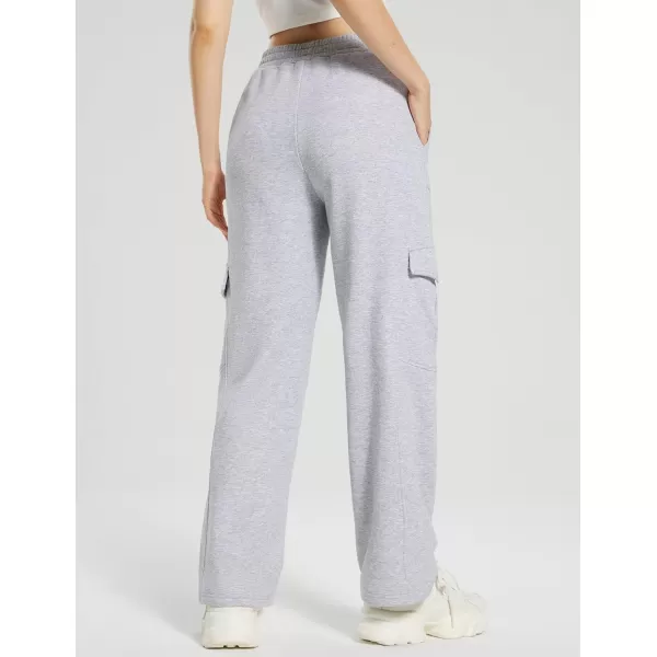 BALEAF Womens Cargo Sweatpants Wide Leg Sweat Pants with Pockets Mid Rise Dance Athletic Fleece LinedGrey