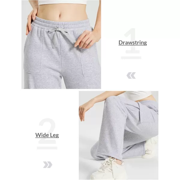 BALEAF Womens Cargo Sweatpants Wide Leg Sweat Pants with Pockets Mid Rise Dance Athletic Fleece LinedGrey