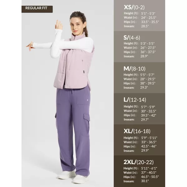 BALEAF Womens Cargo Sweatpants Wide Leg Sweat Pants with Pockets Mid Rise Dance Athletic Fleece LinedPurple