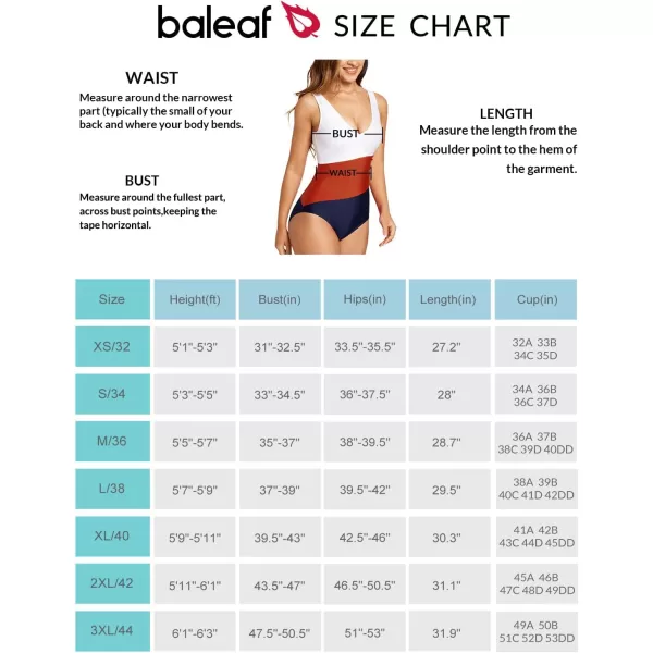 BALEAF Womens Color Block Swimsuit One Piece Tummy Control Full Back Bathing Suits V Neck Swimwear Modest RuchedRedDark Blue