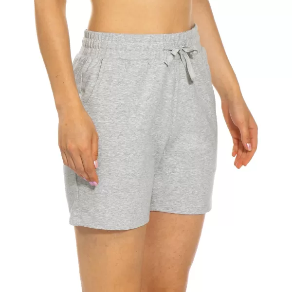 BALEAF Womens Cotton Yoga Shorts Sweat Athletic Lounge Beach Shorts Jersey Pull On with Drawstring Pockets Summer10 Light Gray