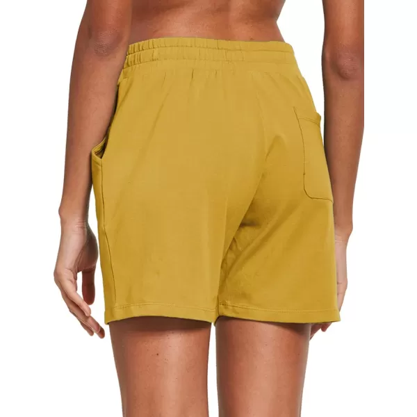 BALEAF Womens Cotton Yoga Shorts Sweat Athletic Lounge Beach Shorts Jersey Pull On with Drawstring Pockets Summer10 Misted Yellow