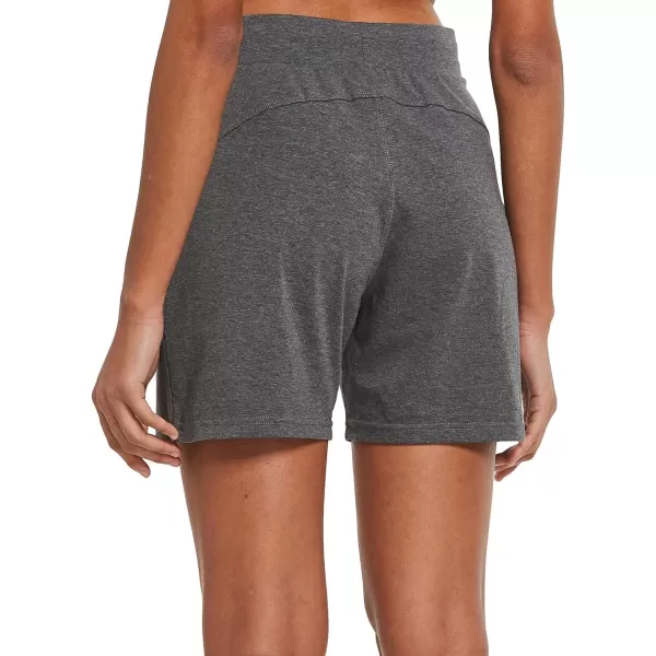 BALEAF Womens Cotton Yoga Shorts Sweat Athletic Lounge Beach Shorts Jersey Pull On with Drawstring Pockets Summer20 Charcoal