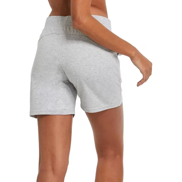 BALEAF Womens Cotton Yoga Shorts Sweat Athletic Lounge Beach Shorts Jersey Pull On with Drawstring Pockets Summer20 Light Gray