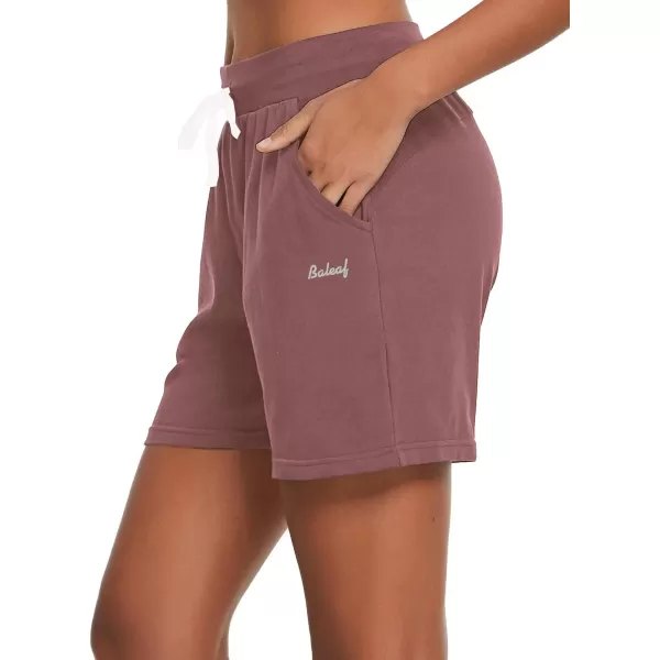 BALEAF Womens Cotton Yoga Shorts Sweat Athletic Lounge Beach Shorts Jersey Pull On with Drawstring Pockets Summer20 Lunar Pink