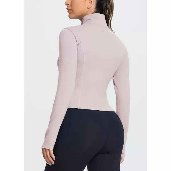 BALEAF Womens Cropped Workout Jacket Long Sleeve Athletic Running Yoga Lightweight Zip Up Jackets with Thumb HolesLight Purple