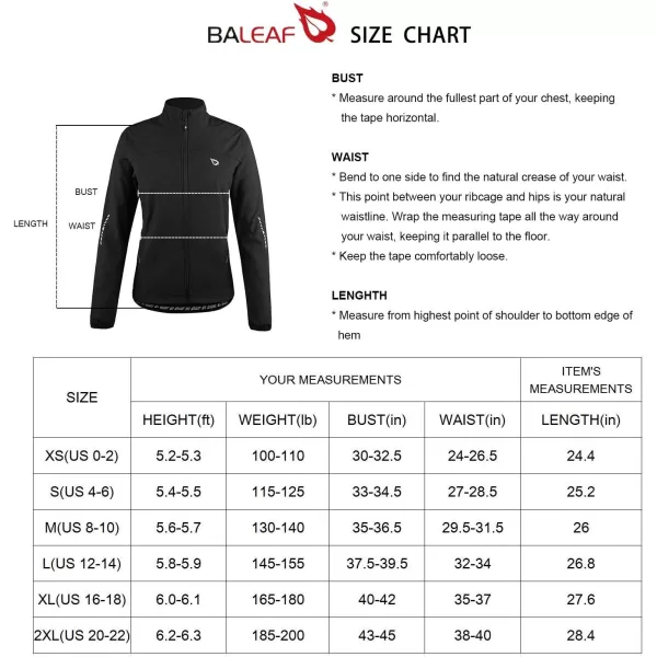 BALEAF Womens Cycling Jacket Windproof Thermal Winter Running Cold Weather Gear Waterproof Softshell Warm01black