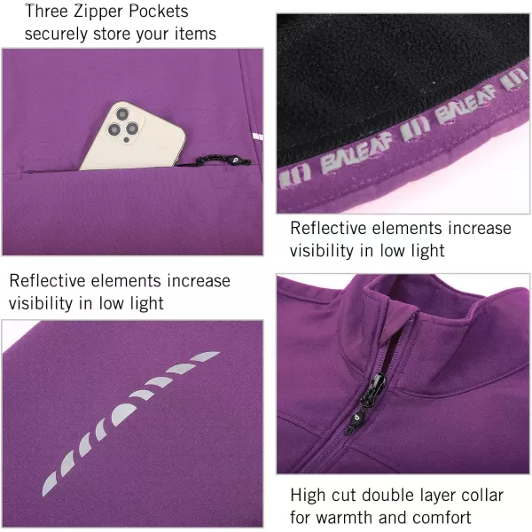 BALEAF Womens Cycling Jacket Windproof Thermal Winter Running Cold Weather Gear Waterproof Softshell Warm01purple