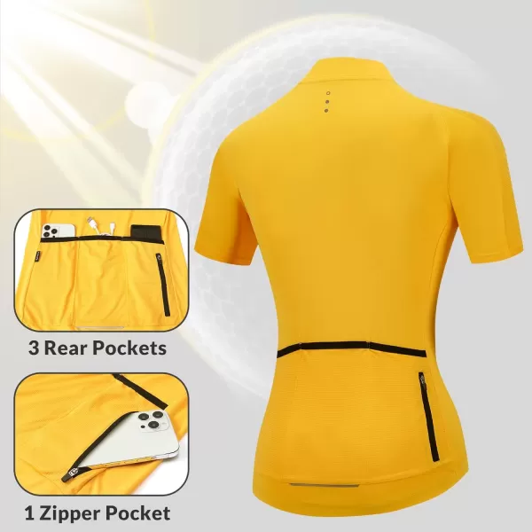 BALEAF Womens Cycling Jersey Short Sleeve Road Bike Shirt Bicycle Biking Tops 4 Rear Pockets UPF5003orange