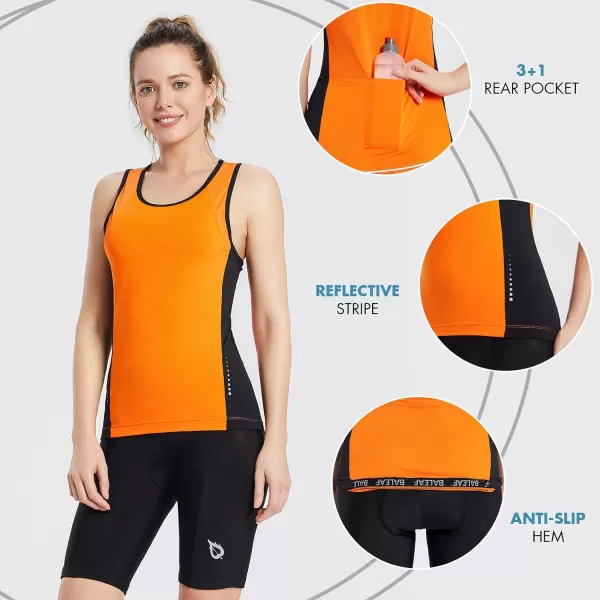 BALEAF Womens Cycling Jersey Sleeveless Bike Tank Top Bicycle Biking Shirt 4 Rear Pockets Summer UPF3001blackOrange