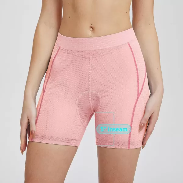 BALEAF Womens Cycling Underwear 4D Padded Bike Shorts Padding Mesh Antislip Leg Grips Quick Dry Spin Liner ShortsPink