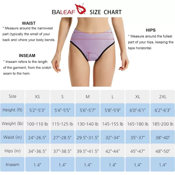 BALEAF Womens Cycling Underwear Padded Bike Shorts Padding Spin Biker Briefs Biking Gear01taro Purple