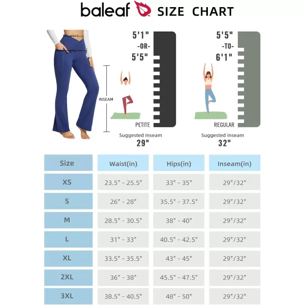 BALEAF Womens Flare Leggings Trendy Crossover Yoga Pants High Waist Casual Workout Bell Bottom Leggings with Pockets29 Inseam2 Pockets Navy Blue