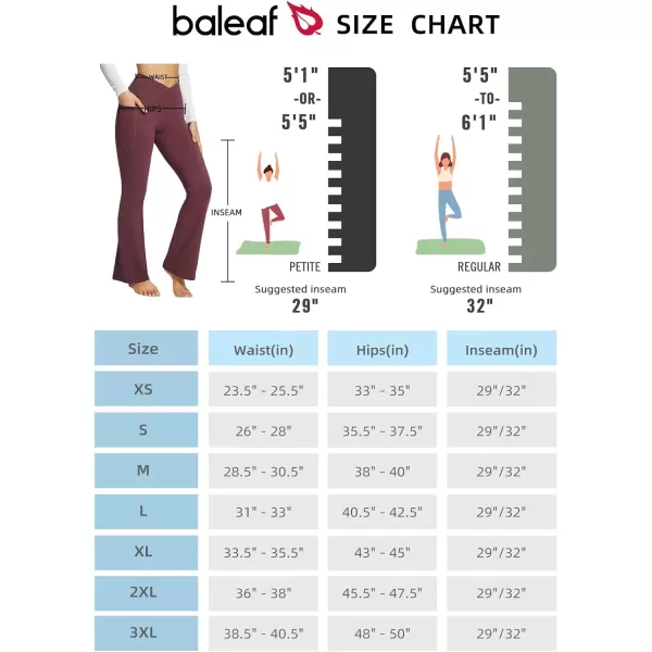 BALEAF Womens Flare Leggings Trendy Crossover Yoga Pants High Waist Casual Workout Bell Bottom Leggings with Pockets29 Inseam2 Pockets Wine