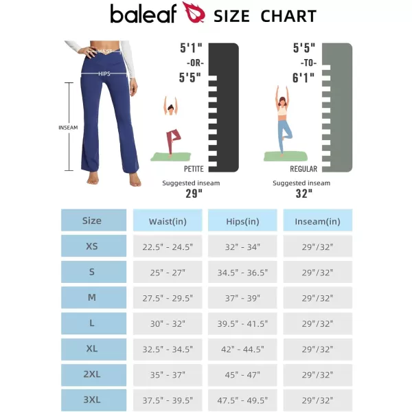 BALEAF Womens Flare Leggings Trendy Crossover Yoga Pants High Waist Casual Workout Bell Bottom Leggings with Pockets29 InseamNo Pockets Navy Blue