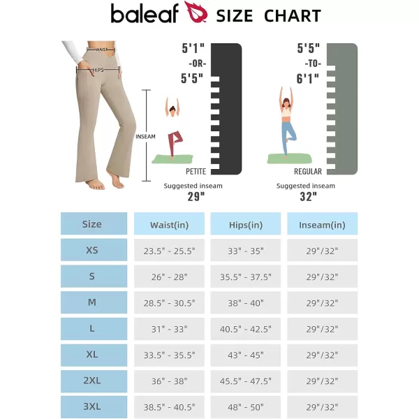 BALEAF Womens Flare Leggings Trendy Crossover Yoga Pants High Waist Casual Workout Bell Bottom Leggings with Pockets32 Inseam2 Pockets Khaki