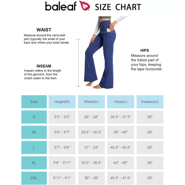 BALEAF Womens Flare Leggings with Pockets Flare Pants Bootcut Yoga Pants High Waist Workout Casual Tummy Control29blue