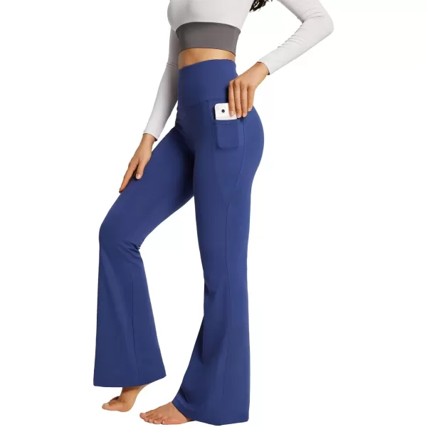 BALEAF Womens Flare Leggings with Pockets Flare Pants Bootcut Yoga Pants High Waist Workout Casual Tummy Control29blue