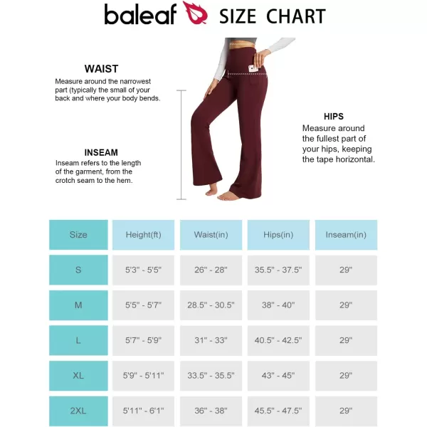 BALEAF Womens Flare Leggings with Pockets Flare Pants Bootcut Yoga Pants High Waist Workout Casual Tummy Control29dark Wine Red