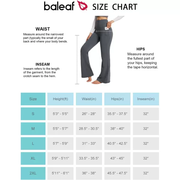 BALEAF Womens Flare Leggings with Pockets Flare Pants Bootcut Yoga Pants High Waist Workout Casual Tummy Control31gray