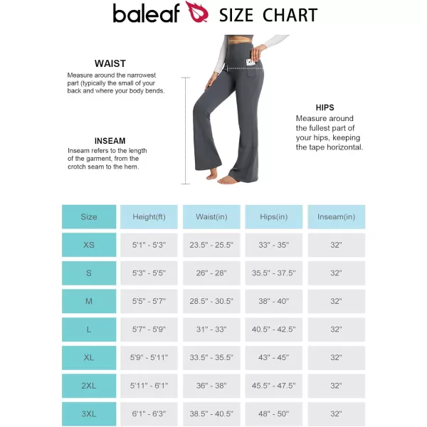 BALEAF Womens Flare Leggings with Pockets Flare Pants Bootcut Yoga Pants High Waist Workout Casual Tummy Control31gray