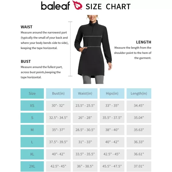 BALEAF Womens Fleece Dress Sweatshirt Tunic Long Quarter Zip Pullover Polar Winter Dress Cover Ups PocketBlack