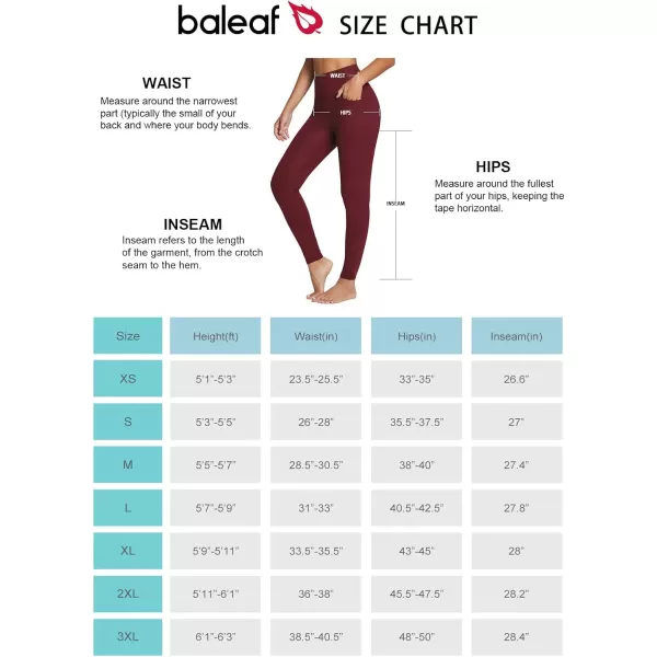 BALEAF Womens Fleece Lined Faux Leather Leggings with Pockets Warm Ultra Soft High Waisted Yoga Pants WorkoutWine Red