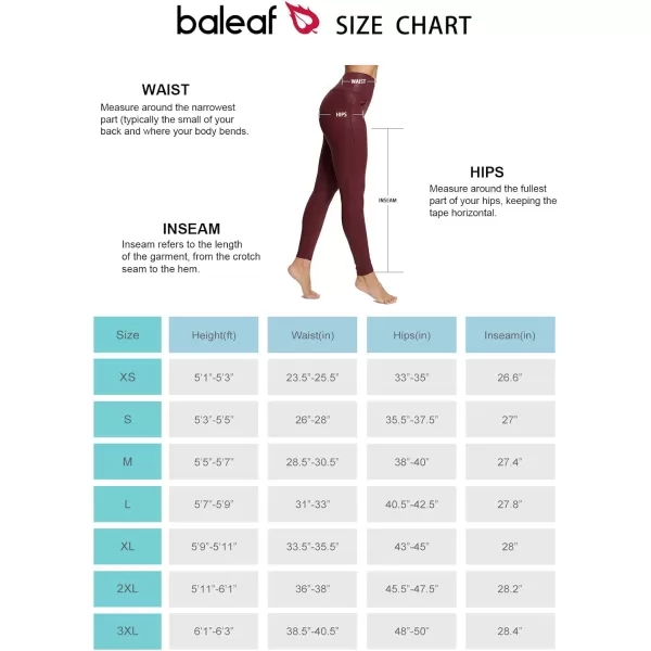 BALEAF Womens Fleece Lined High Waisted Leggings Water Resistant Thermal Warm Winter Tights Ski Hiking Pants with PocketsWine Red