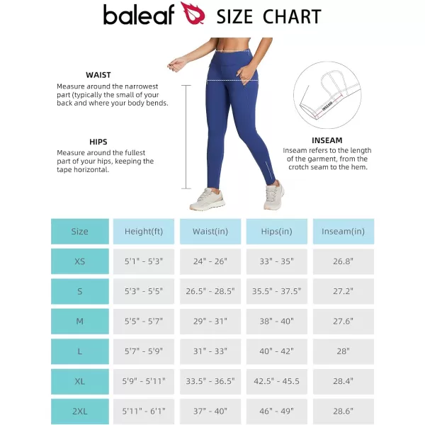 BALEAF Womens Fleece Lined Leggings Water Resistant High Waisted Winter Cold Weather Running Gear Zip PocketsBlue