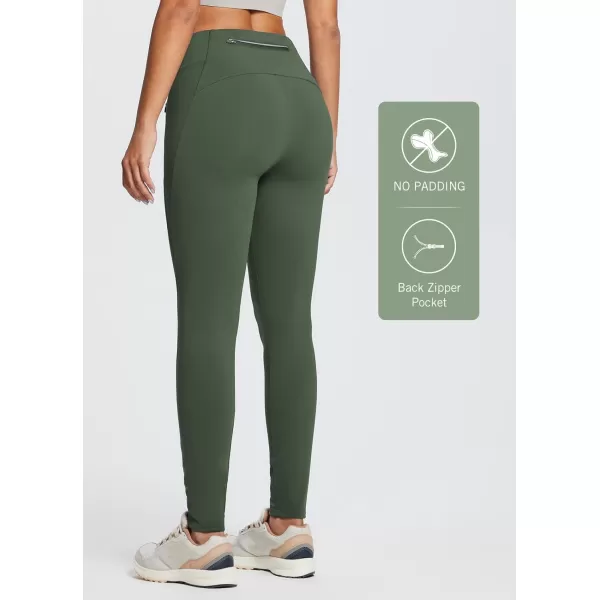 BALEAF Womens Fleece Lined Leggings Water Resistant High Waisted Winter Cold Weather Running Gear Zip PocketsGreen