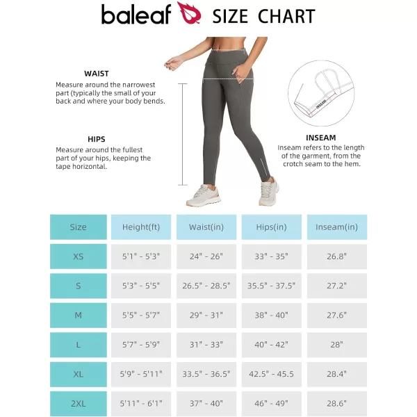 BALEAF Womens Fleece Lined Leggings Water Resistant High Waisted Winter Cold Weather Running Gear Zip PocketsGrey