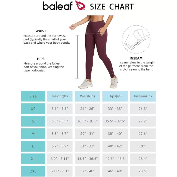 BALEAF Womens Fleece Lined Leggings Water Resistant High Waisted Winter Cold Weather Running Gear Zip PocketsWine Red