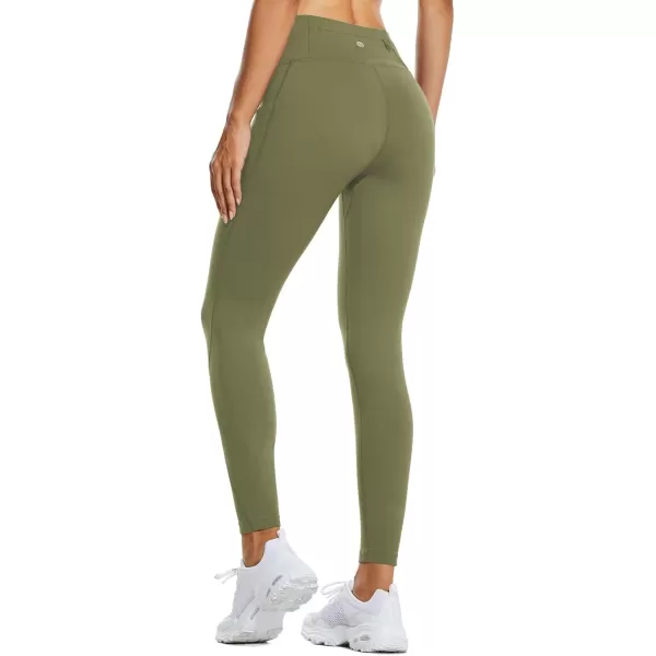 BALEAF Womens Fleece Lined Leggings Water Resistant Thermal Winter Warm Tights High Waisted with Pockets Running GearCLASSIC27 with 5 Pockets Aolive Green