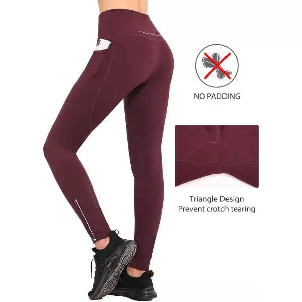 BALEAF Womens Fleece Lined Leggings Water Resistant Winter Clothes Running Tights Cold Weather Hiking Pants Zip PocketsRed