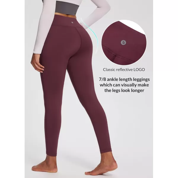 BALEAF Womens Fleece Lined Leggings with Pockets for Workout Thermal Winter Warm High Waisted Petite Thick Yoga Pants1 Inner Pocket Wine Red25