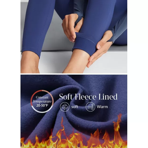 BALEAF Womens Fleece Lined Leggings with Pockets for Workout Thermal Winter Warm High Waisted Petite Thick Yoga Pants21 Pockets Blue25