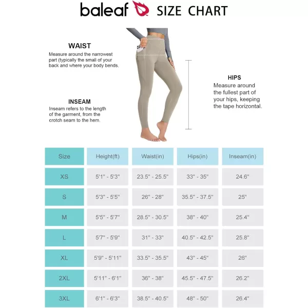 BALEAF Womens Fleece Lined Leggings with Pockets for Workout Thermal Winter Warm High Waisted Petite Thick Yoga Pants21 Pockets Weathered Teak25