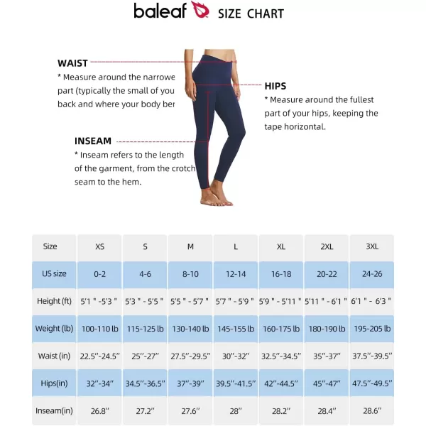 BALEAF Womens Fleece Lined Leggings with Pockets for Workout Thermal Winter Warm High Waisted Petite Thick Yoga PantsSeamless Dark Blue28u2018u2019