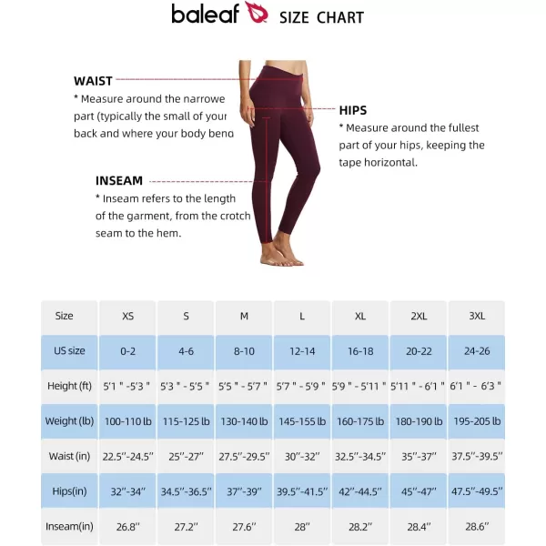 BALEAF Womens Fleece Lined Leggings with Pockets for Workout Thermal Winter Warm High Waisted Petite Thick Yoga PantsSeamless Wine Red28u2018u2019