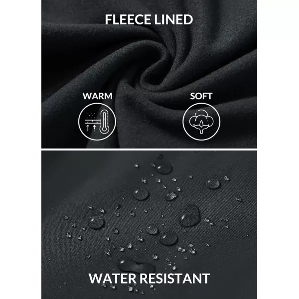 BALEAF Womens Fleece Lined Pants Joggers Water Resistant Hiking Running Pants Winter High Waisted Sweatpants with PocketsBlack