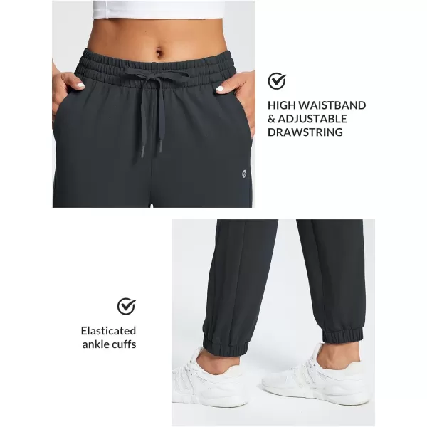 BALEAF Womens Fleece Lined Pants Joggers Water Resistant Hiking Running Pants Winter High Waisted Sweatpants with PocketsBlack