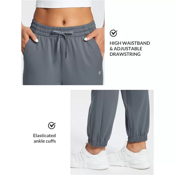 BALEAF Womens Fleece Lined Pants Joggers Water Resistant Hiking Running Pants Winter High Waisted Sweatpants with PocketsGrey