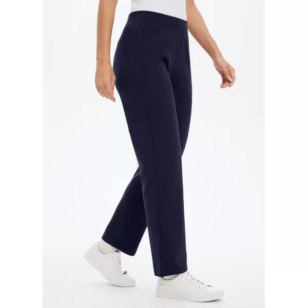 BALEAF Womens Fleece Lined Pants Straight Leg Sweatpants Pullon Dress Pants with Zipper Pockets Athletic for Golf RunningNavy