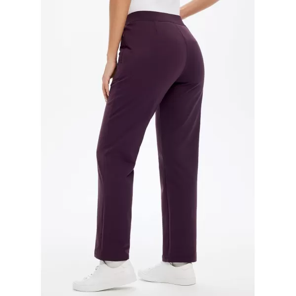 BALEAF Womens Fleece Lined Pants Straight Leg Sweatpants Pullon Dress Pants with Zipper Pockets Athletic for Golf RunningPurple