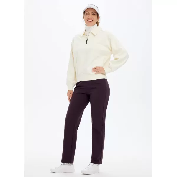 BALEAF Womens Fleece Lined Pants Straight Leg Sweatpants Pullon Dress Pants with Zipper Pockets Athletic for Golf RunningPurple